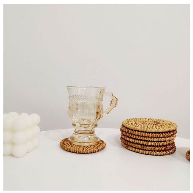 Ata Coaster, Natural Material, Stylish Tea Holder Set, Rattan Coaster, Kitchen Utensils, Coaster, Storage, Traditional Crafts, Round Coaster, Rattan Coaster, Insulated Mat, For Cup, Stylish, Tea Cups, Miscellaneous Goods, Heat Resistant Tea Cup Mat, For V