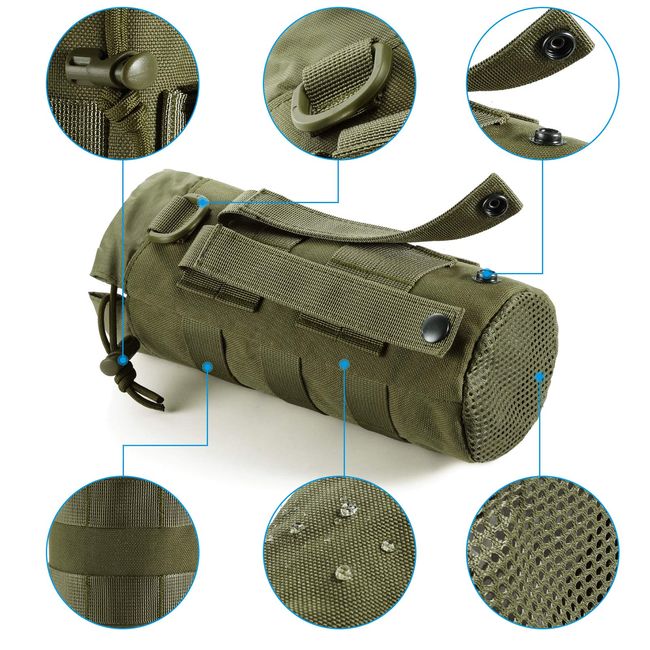 Sports Water Bottles Pouch Bag Tactical Drawstring Molle Bottle