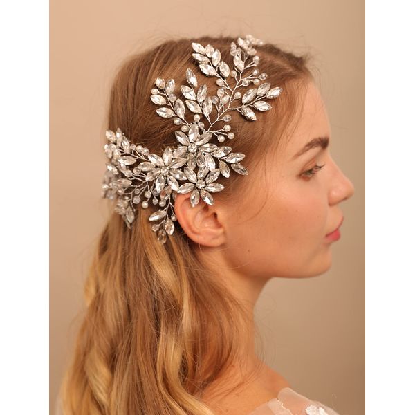 BERYUAN Rhinestone Crystal Flower Bridal Hair Comb Bridal Headpieces for Wedding Bridal Headpiece Wedding Headpiece for Bride for Women Girls