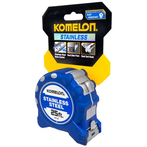 Komelon SS125 Gripper 25-Foot Stainless Steel Measuring Tape , Blue