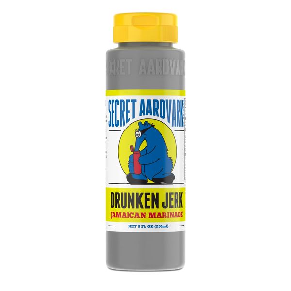 Secret Aardvark Drunken Jerk Hot Sauce – Jamaican Jerk Sauce and Marinade, Made with Jamaican Jerk Seasoning, Soy Sauce, & Habanero Peppers, Non-GMO, Low Carb, Spicy BBQ Sauce – 8 fl oz 1 Pack