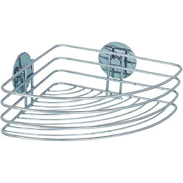 Wenko Turbo Loc Corner Shelf Chrome 26.5 x 20 x 10.5 cm