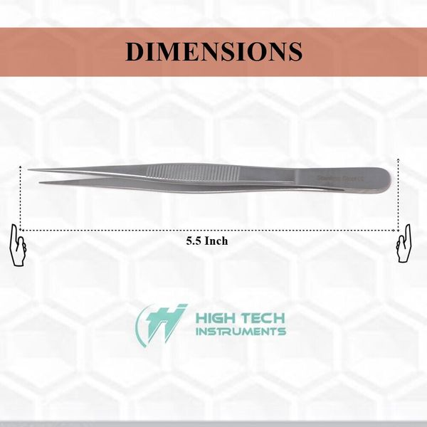 Fine Precision Point Tweezers Stainless Steel Lab Forceps for Microscopic Task