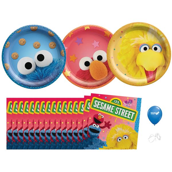 Sesame Street Birthday Party Supplies | Sesame Street Decorations | Sesame Street Tableware | Sesame Street Cake Plates | Sesame Street Balloons - Serves 16 Guests