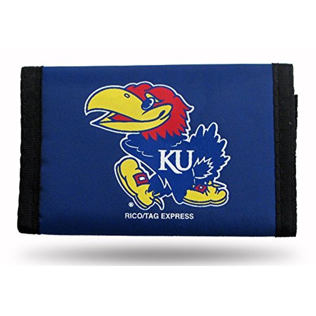 NCAA Rico Industries Nylon Trifold Wallet, Kansas Jayhawks, 3 x 5-inches