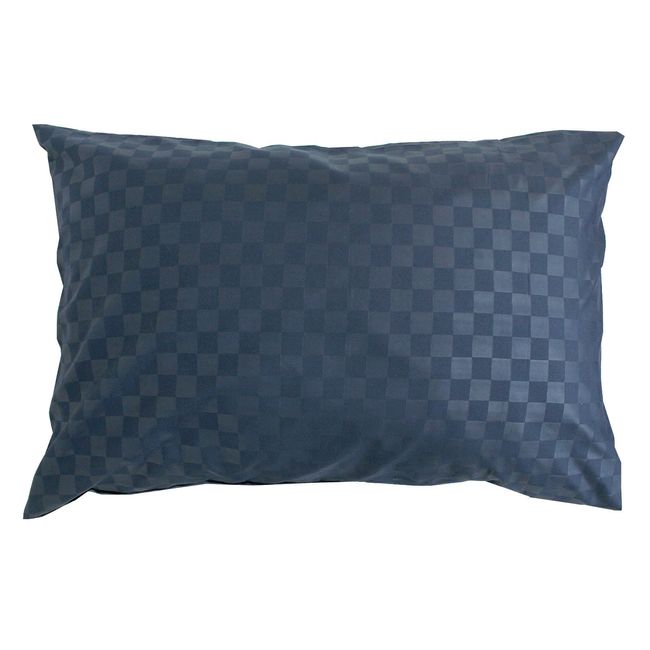 Merry Night PE16101-72 Pillowcase, Checkered Pattern, Navy, Approx. 16.9 x 24.8 inches (43 x 63 cm), Matching Type, Easy to Insert, Quick Drying, Wrinkle Resistant, Washable