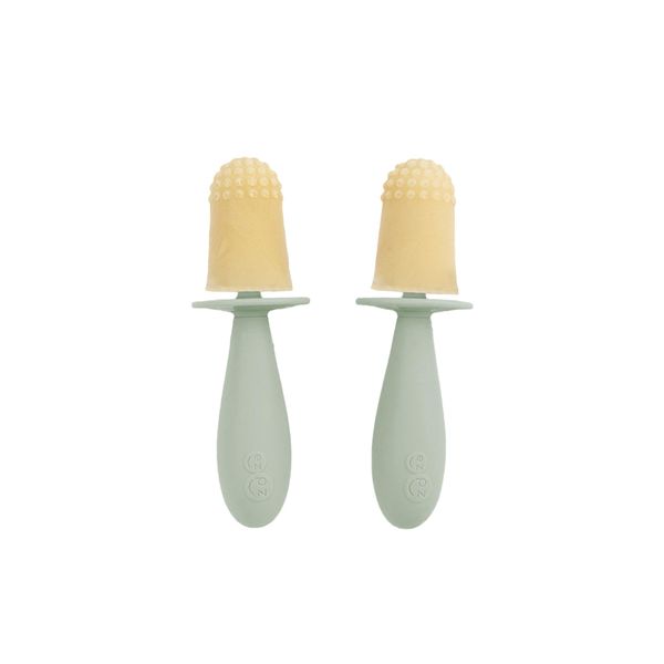 ezpz Tiny Pops (2-Pack) - Silicone Popsicle Ice Lolly Mold for Infants - Easy for Baby’s Grasp - Dishwasher Safe - 4 Months+ (Sage)