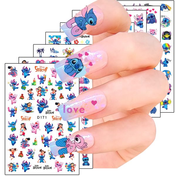 Nail Art Stickers, 12 Sheets Cute Cartoon 3D Nail Self-Adhesive Sticker Designs, Kawaii Nail Sticker for Women Kids Girls, Cute Anime Nail Transfer Decals Supplies, DIY Resin Nail Decal