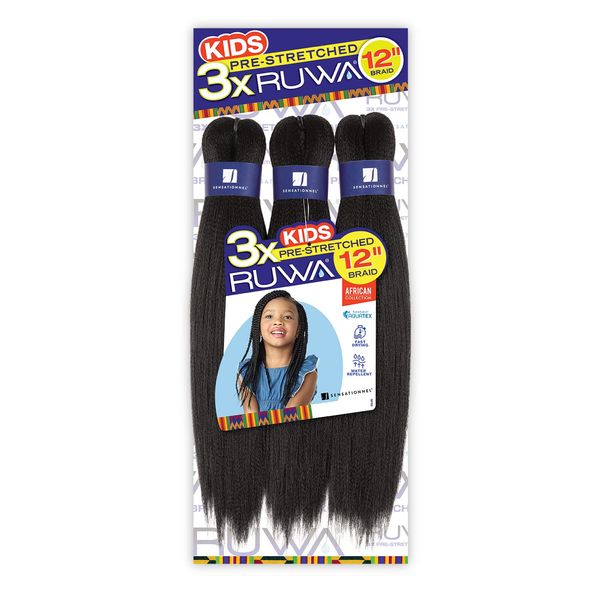 Sensationnel Ruwa 3X Pre-Stretched Kids Braid 12 (Color:SM1B/27, Pack of 4)