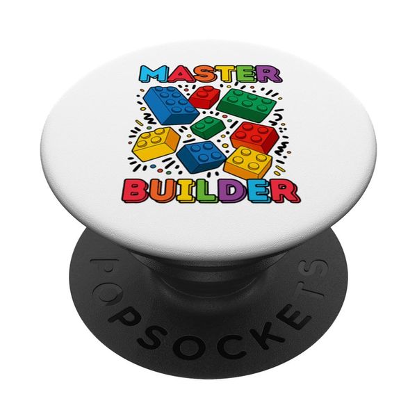 4 Year Old Blocks Building Master Builder 4th Birthday Boy PopSockets Adhesive PopGrip