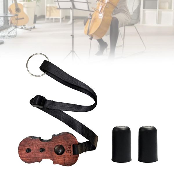 Cello Anti Rutsch Riemen: Holz Cello Rutsch Stopper mit 2 Cello Anti Rutsch Kappe, Cello Anti Rutsch Halter mit verstellbarem Nylongurt und 3 Löchern für cello für Cello Musikinstrument Player