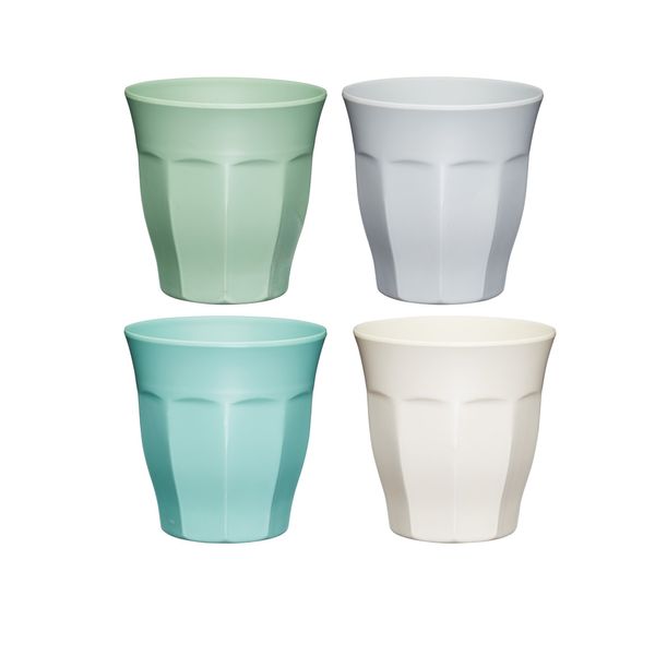 Colourworks Melamine Plastic Cups, Set of 4 Picnic Mugs, 280ml, Classic Colour