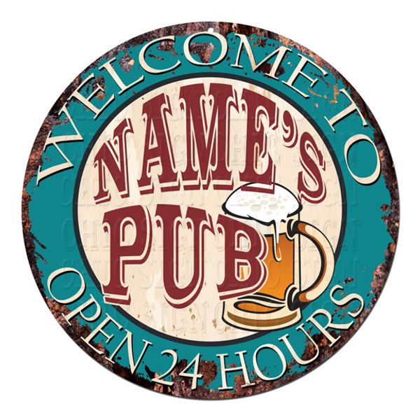 CP-0112 ANY NAME'S PUB Custom Personalized Tin Chic Sign decor Gift