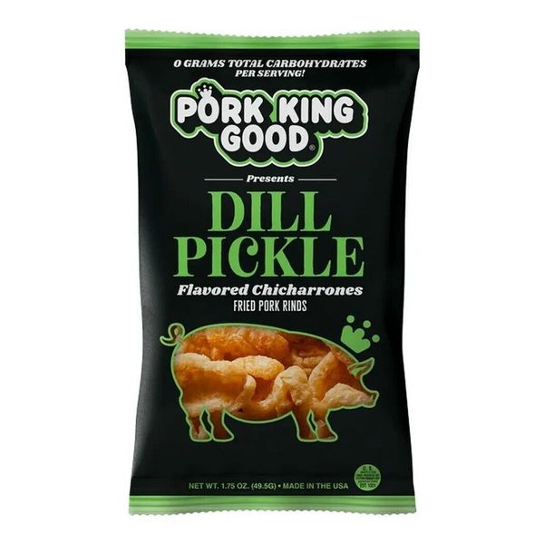 Pork King Good Dill Pickle Pork Rinds 4 Pack 1.75oz Bags Keto QVC David Favorite