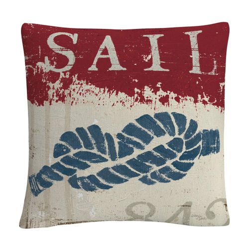 Trademark Fine Art Nautical III Red by Wellington Studio, 16x16 Decorative Throw Pillow