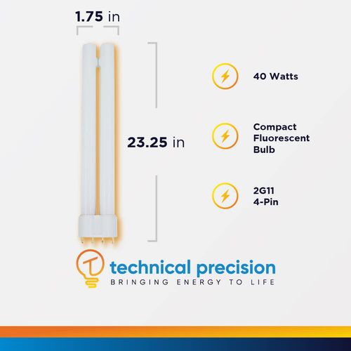 Technical Precision 40 Watts 2G11 Base 4 Pin CFL Bulb Replacement for Sylvania FT40DL/835/RS Light Bulb - Neutral White Light 3500K CFL PL Lamp Bulb for Task Lighting, Floor Lamps - 1 Pack