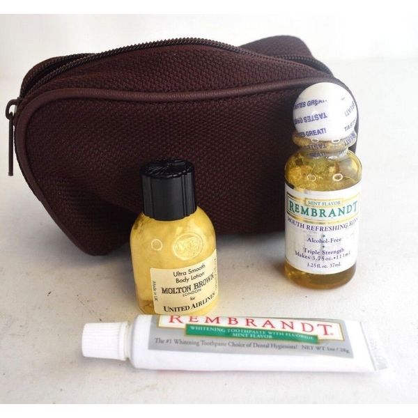 Travel Kit of United Airlines Pouch VTG Collectors Bag Lotion Toothpaste + More