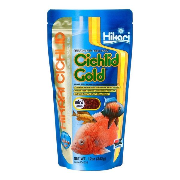 Hikari Cichlid Gold Sinking Fish Food Mini Pellets 12 Ounce Color Enhancing