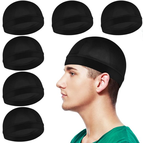 Sibba Silky Wave Caps for Men Elastic Band Durags Stocking Caps for 360 540 720 Waves Soft Breathable Shower Cap Bath Accessories Unisex Adults Skullies Beanies (6pcs wave caps)