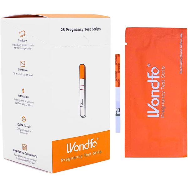 Wondfo Pregnancy Test Strips - Highly Sensitive HCG Detection 25 MIU/ml, Home Test of Reliable Result - 25 Count