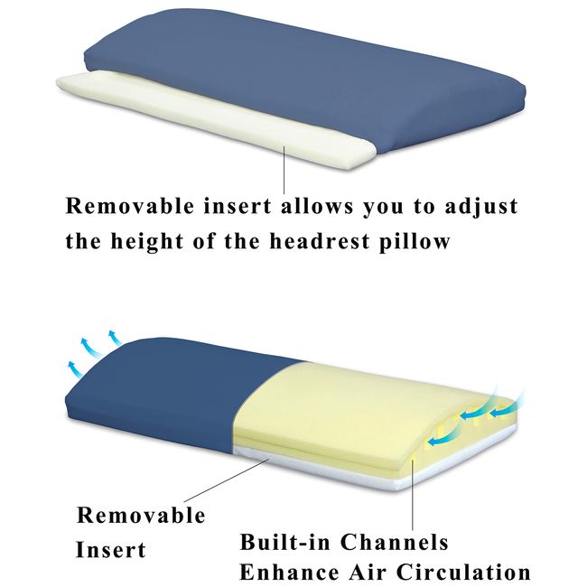 Removable Foam Bed Wedge Pillow, 2 Memory Foam Top Headrest Pillow