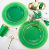 36-GUEST SILVERWARE DINNERWARE PARTY SET Green Plastic Cups Dinner Salad Plates