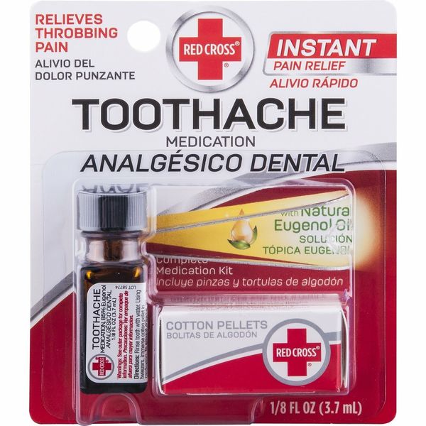 Red Cross Toothache Complete Medication Kit Instant Pain Relief 0.12 Oz 6 Pack