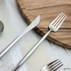 20 Piece Matte Silver Flatware Set Stainless Steel Thin Handles Service For 4