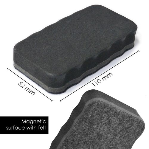 OfficeTree 5 x Magnetic Whiteboard Eraser Set Black - Whiteboard Rubber - Dry & Effective Cleaning - Magnetic Board Eraser Clears Writing and Drawings on Whiteboards and Flip Charts - Magnetic Eraser