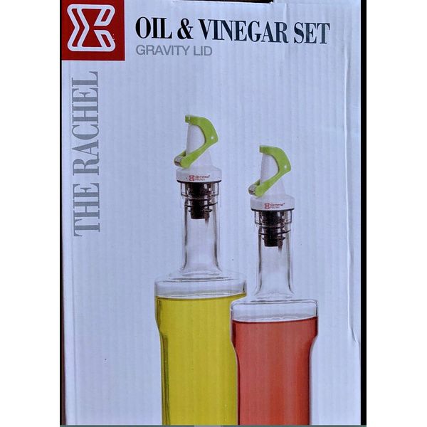 OIL & VINEGAR SET GRAVITY LIDS THE RACHEL NEW IN BOX