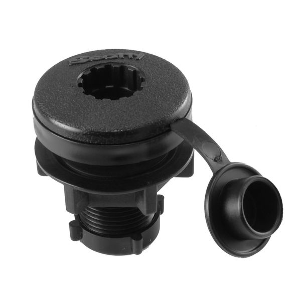 Scotty #444-BK Compact Round Threaded Flush Deck Mounting Bracket Black Sealed bottom with Rain Cap Black Small
