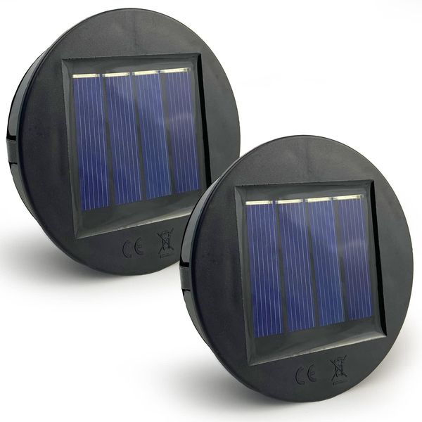 HELESIN Solarleuchten Ersatzteile, 2 X φ8cm Solarleuchten Ersatz Top mit Heller LED, IP65 Wasserdicht Solarleuchten Solarpanel Ersatzteil für Solarlaterne, Solar Gartenleuchten und DIY