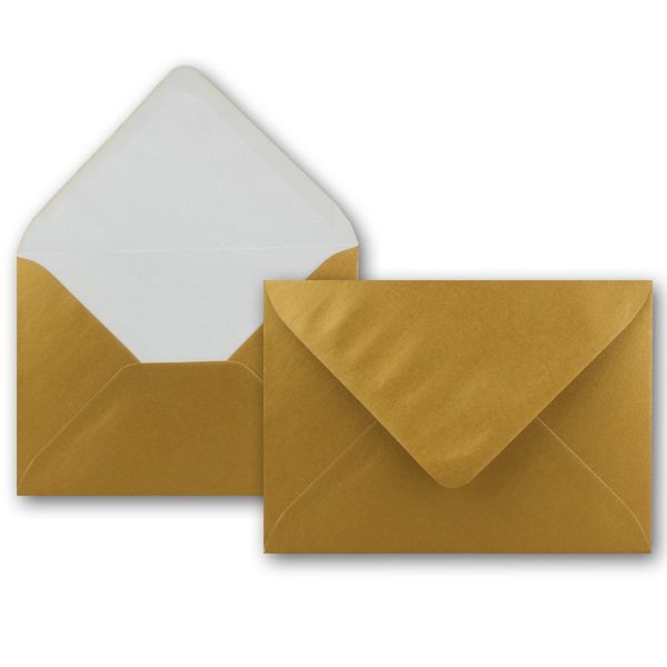 50 Brief-Umschläge - Gold Metallic - DIN C6-114 x 162 mm - Kuverts mit Nassklebung ohne Fenster für Gruß-Karten & Einladungen - FarbenFroh by GUSTAV NEUSER