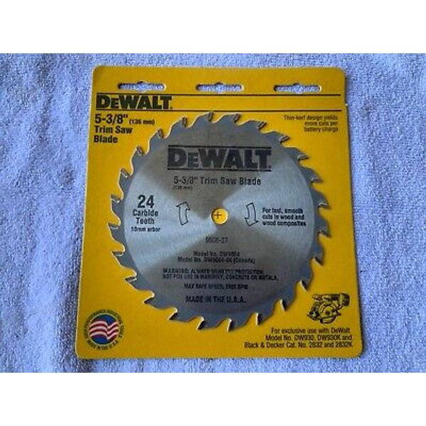 DEWALT DW930 and DW930k 5-3/8" x 24 Tooth Smooth Woodcutting Carbide Saw Blade