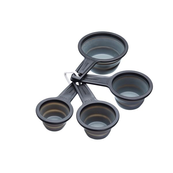 MasterClass Smart Space Non-Stick Collapsible Plastic Measuring Cups - Black / Grey (Set of 4)