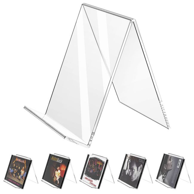 NIUBEE Stability Acrylic Stand, Display Stand, Set of 6, Display Stand, Size (W x H x H): 4.9 x 4.9 inches (10 x 12.5 cm), Bookend, Freestanding, Transparent, Bookcase, CD, Bookcase, Mobile Phone