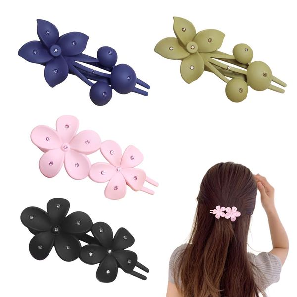 BZKSER Blume Haarklammer - 4 pcs Groß Haarspangen Damen Haarspange Mit Kristallblume Matt Entenschnabel-Form Haarnadel Haarschmuck,Strass-Haarnadel,Für Frauen Mädchen,Elegantes Temperament