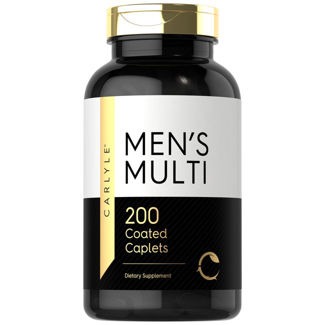 Multivitamin for Men | 200 Coated Caplets | Non-GMO, Gluten Free | by Carlyle