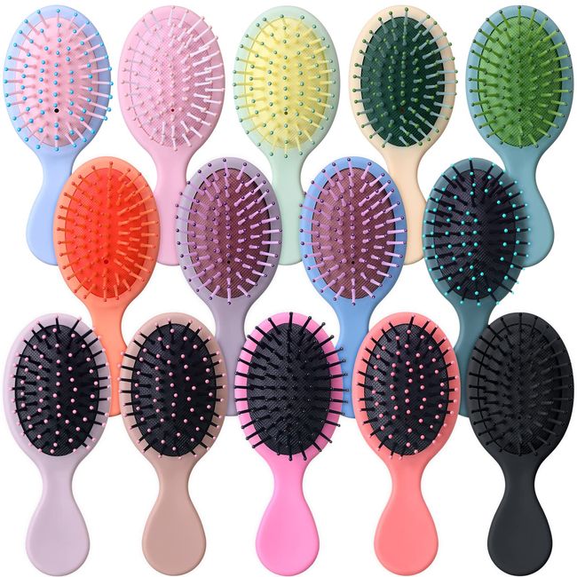 14 Pack Mini Detangling Brush Toddler Detangler Hair Brushes Set Pocket Travel Hair Brush Soft Bristles Wet Dry Small Brushes for Hair Multi Pack Small Hairbrush for Baby, 14 Colors (Frosted Style)