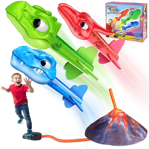 Anginne Outdoor Spielzeug ab 3-12 Jahre Junge, Raketen Spielzeug für Kinder Kinderspielzeug ab 3-12 Jahre Outdoor Spiele Oster Geschenke Junge 3-12 Jahre Garten Dinosaurier Spielzeug für Draußen