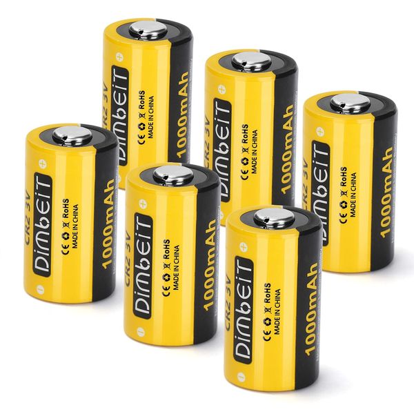 Dimbeit CR2 3V Lithium Battery 1000mAh, 6 Pack 3 Volt Long-Lasting Battery with PTC Protection for Golf Rangefinder Flashlight Calculator Funifilm Instax Mini55 Baby Monitor Toys