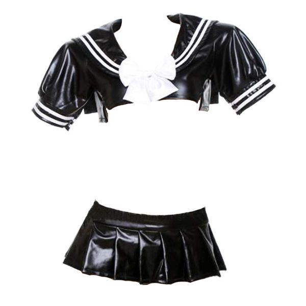 Throbbing Enamel Sailor Uniform, Black, Rare Wild Uniform, Sexy, Navel Out, Cosplay, Events, High School Girls, Uniform, Mini Skirt, Micro Mini, Glossy (White Ribbon)