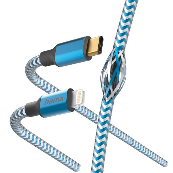 Hama Ladekabel Reflective, USB-C - Lightning, 1,5 m, Nylon, Blau