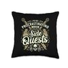 Procrastinating Side Quests Role Playing Game Funny RPG Throw Pillow