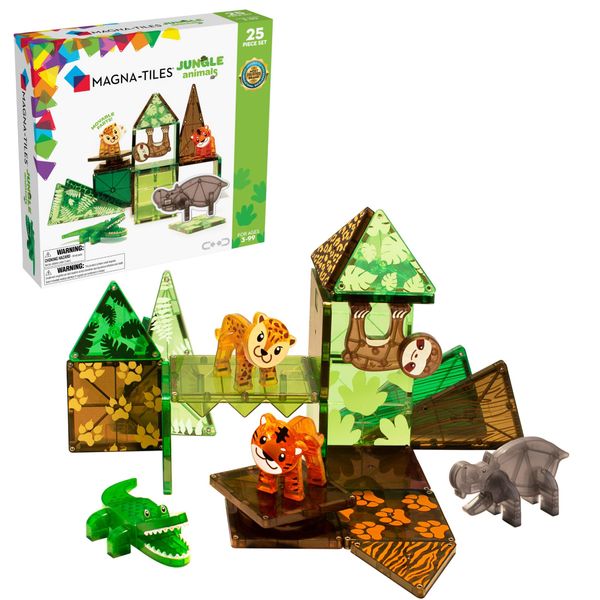 MAGNA-TILES Jungle Animals 25-Piece Magnetic Construction Set, The ORIGINAL Magnetic Building Brand