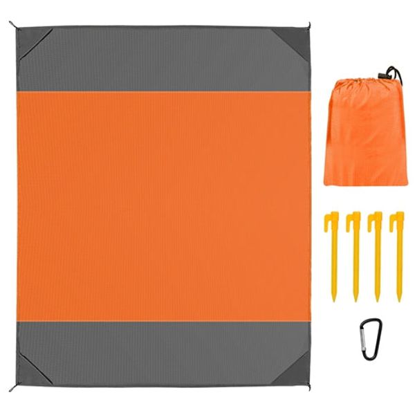 108x96.46in Sand Proof Picnic Blanket Water Resistant Foldable Camping Beach Mat w/ 4 Anchors 1 Carry Bag For 4-6 People - Orange