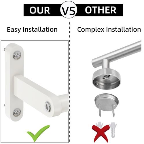 KLJKPA White 24 Inch Bathroom Towel Bar, Towel Racks for Bathroom Wall Mounted Hanging Bath Towels, Stainless Steel Single Towel Rod Holder