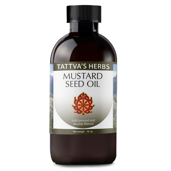 Mustard Seed Oil - Non GMO Unrefined Cold Pressed Soothes Sore Joints, Balances Kapha, Nourishes Hair 16 oz. From Tattva's Herbs