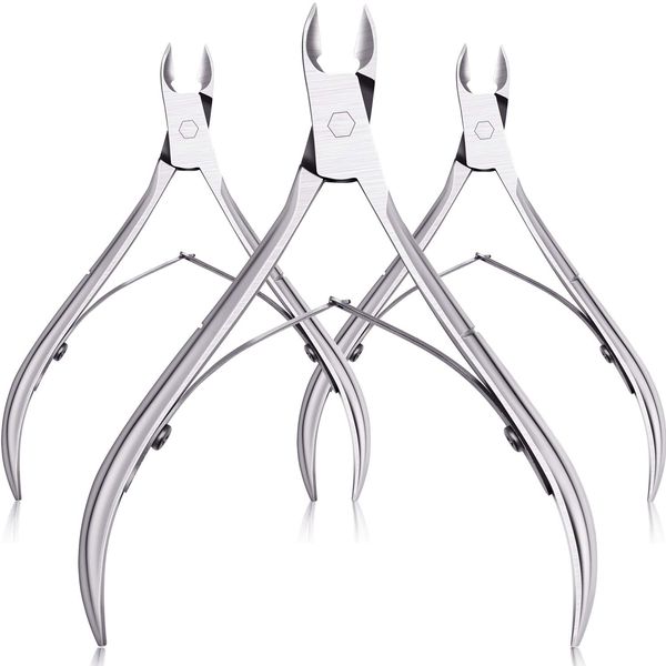 Mudder 3 Packs Cuticle Nippers Cuticle Cutter Stainless Steel Professional Nail Cuticle Trimmer Pointed Blade Cuticle Remover Scissors Pedicure Manicure Tool for Fingernails and Toenails (Silver)