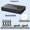 USB 3.0 Switch 4 Computers, 4 Port USB Switch Selector Sharing 4 USB Devices, mouse, keyboard, scanner, printer, PC Compatible with Mac/Windows/Linux. With wired remote and 4 USB 3.0 Cable